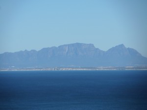 The view of Muizenberg mountain across the bay